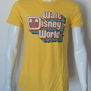 Walt Disney World Vintage Style Retro Colorful Graphic T Shirt M Tee Yellow